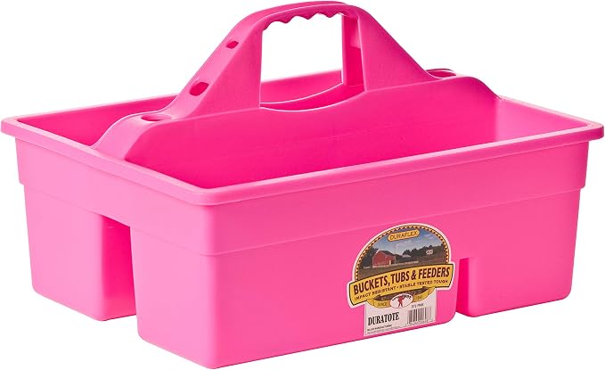 Little Giant® Plastic DuraTote | Horse Grooming DuraTote | Durable Tote Box Organizer with Easy Grip Handle | Extra Thick Sidewalls | Hot Pink