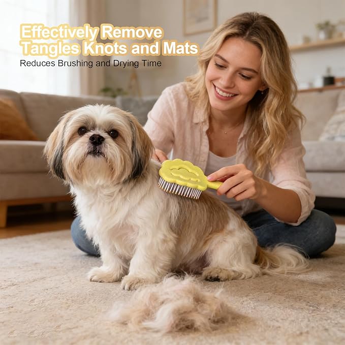 Cloud Shape Small Dog Grooming Brush - Perfect for Shih Tzus, Yorkies, and Maltipoos - Ideal Puppy Hair Brushes for Maltese and Small Breeds (Yellow )