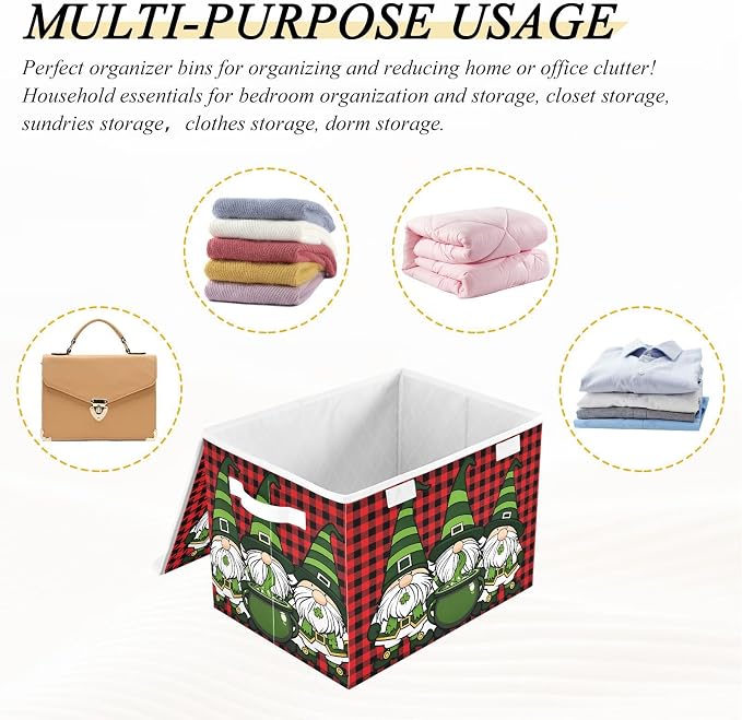 Saint Patrick Fabric Storage Bins with Lid Closet Storage Basket 40L | Decorative Storage Boxes, Foldable & Stackable, Dust-Proof Flip Top, Reinforced Handles, For Home & Dorm, Clothes & Toy Box