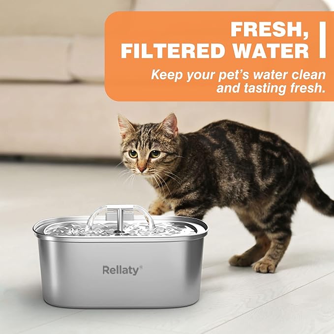 Rellaty Official Cat Fountain Filters Replacement: Pre-Filter Sponges for 3.2L/108oz Automatic Pet Water Fountain - Includes 12 Sponge Filters & 12 Carbon Filters