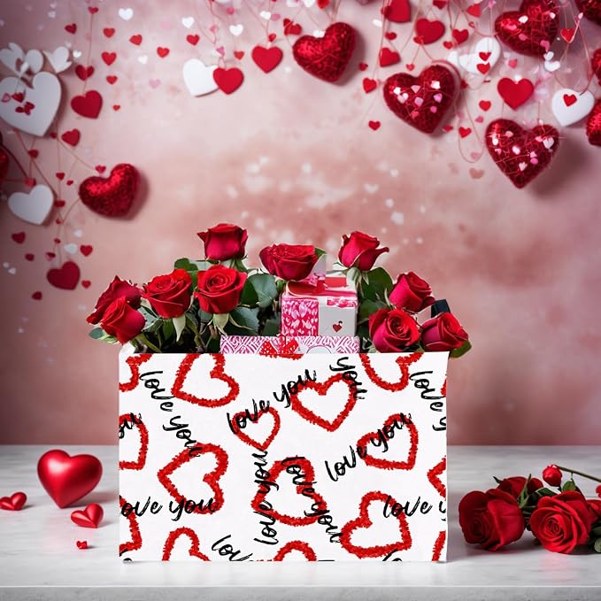 Valentine's Day Basket Gift for Empty Cute Heart Large Storage Bin for Kid and Baby Room Décor (Love You Red Love)