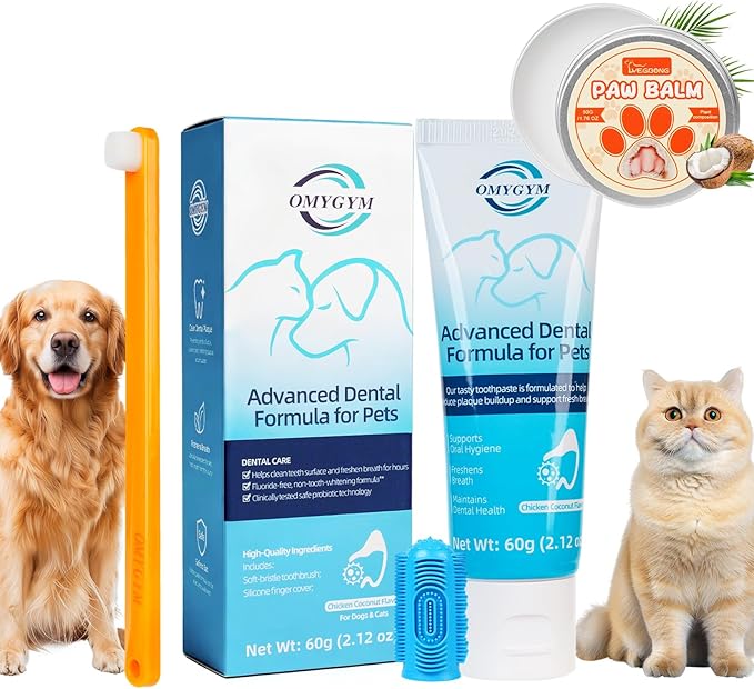 Dog Toothpaste with Toothbrush Kit - Coconut Chicken Flavor Pet Dental Care, Plaque Tartar Remover, Fresh Breath, Easy Brushing No Resistance for Dogs Cats, 2.1oz