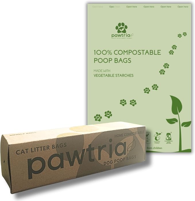 Pawtria Home Compostable Dog Poop Bag Mega Roll, 200 Bags, Standard Size | 200 Home Compostable Dog Poop Bags in One Mega Roll, Leak-Proof, Easy Open, TÜV Austria Certified