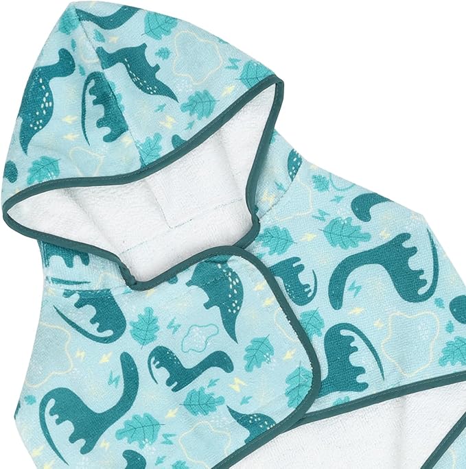 HDE Dog Bathrobe Super Absorbent Quick Drying Puppy Towel Wrap Coat Adjustable After Bath Robes with Hood for Dog Sizes S-XXL Dinosaurs XL
