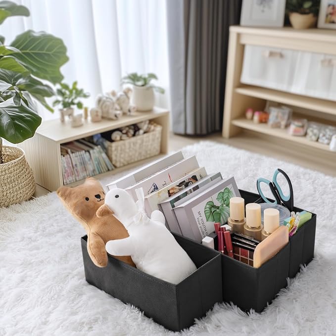 Drawer Organizer Clothes, 10 Pack Dresser Organizer for Baby Clothes, Underwear, Sock- Foldable Closet Organization and Storage Dividers Bins for Nursery, Bedroom (Black)