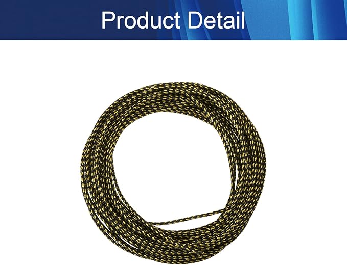 Jutagoss PET Expandable Braided Cable Sleeve, 32.8ft - 1/8 inch Black Gold Cable Management Sleeve, Wire Loom Tube Cord Protector for USB Cable, Power Cord, Audio Video and More, 1Pc