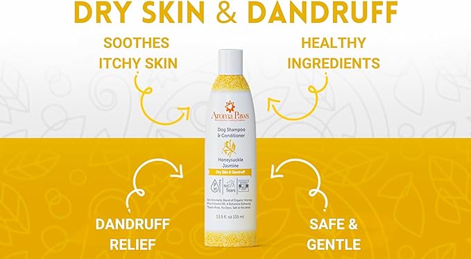 Dog Shampoo and Conditioner - Aromatic Tearless Shampoo for Cleansing, Grooming, and Conditioning - Moisturizing Shampoo for Dogs and Puppies - Honeysuckle Jasmine 13.5 oz