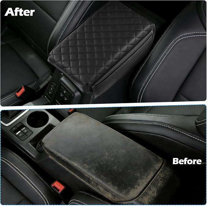 Center Console Cover for Ford Bronco Accessories 2021 2022 2023 2024 2025 2026 2/4-Door with Heightening Leather Car Armrest Cover Cushion Leather Side Pockets Interior Accessories Prevent Scratching