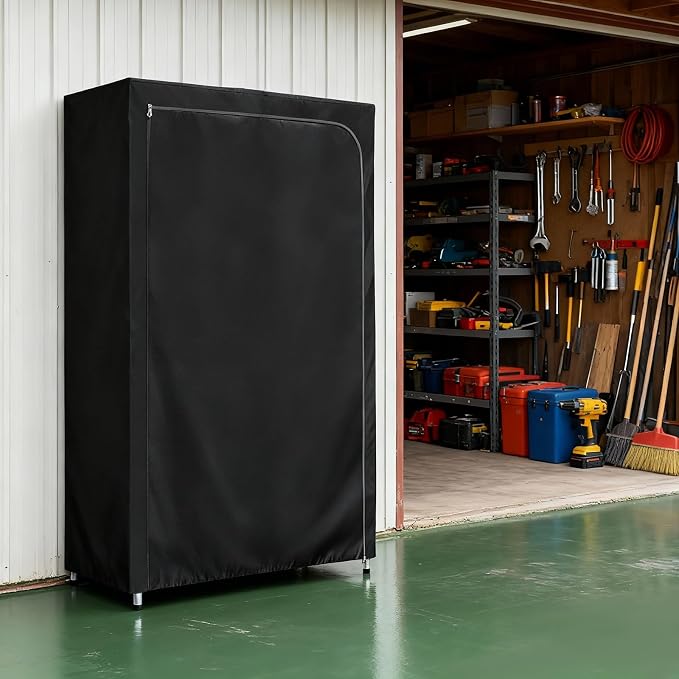 Rileytee Wire Shelf Cover,Heavy Duty 600D Dustproof Waterproof Shelf Covers for Wire Shelving,Outdoor Storage Rack Cover for Wire Rack with Zipper,Black,48"W x 24"D x 72"H
