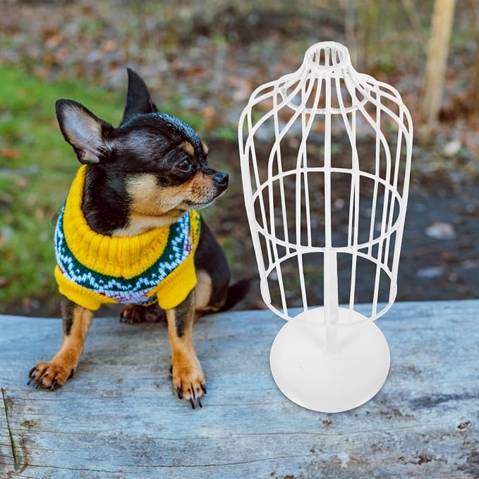 Sturdy Iron Pet Dress Mannequin Stand for Puppy and Cat Clothes Display and Pet Coat Hanging Rack White Small Clothes Organizer