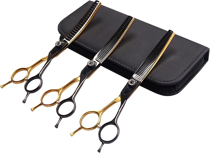 7" Curved Thinner Dog Scissor, Curved Blender Scissors, 40 Teeth, 30% Thinning Rate, Professional Pet Shear for Groomer, Ergonomic Dog Grooming Scissor, Dogs Shear for Grooming