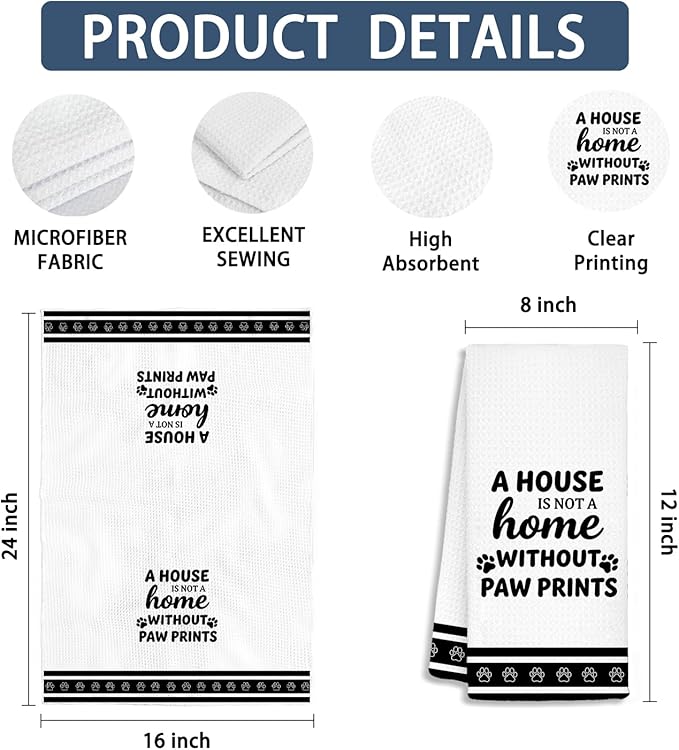 Dog Kitchen Towels, Dog Mom Gifts for Women Dish Tea Towels, Pet Lover Gifts Decorative Hand Towels for Kitchen Bathroom Decor, 16x24 Inch