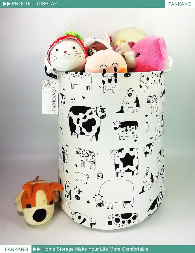 Storage Bin Foldable Nursery Organizer Basket Cow | Foldable with Waterproof PE Coating Organizer Bin for Kids Boys and Girls,Office,Bedroom,Clothes