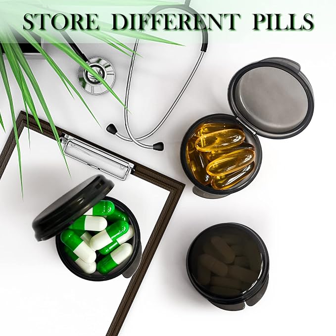 UHOUSE Small Pill Box (6 PCS), Daily Mini Pill Organizer Portable for Purse Pocket,Travel Pill Case Medicine Storage Container Earplug Case(Black 6 PCS)