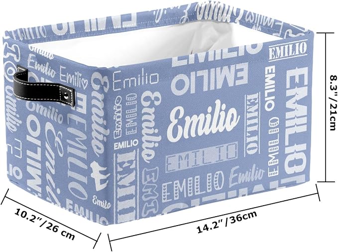 Personalized Toy Box Storage Bins for Boys Girls with Name, Kids Custom Storage Basket Cubes Organizer with Handles, Shelf Closet Storage Baskets Bin Customized Gift, 1 Pack