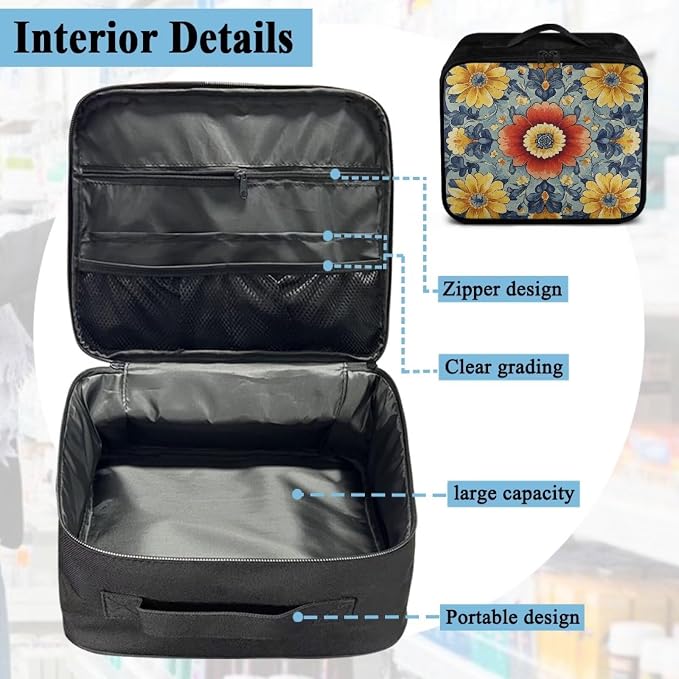 Emergency Kit Bag First Aid Cross Symbol Empty First Aid Bag for Workplace Church and Home Preparedness Built with Abrasion-Resistant Fabric Floral