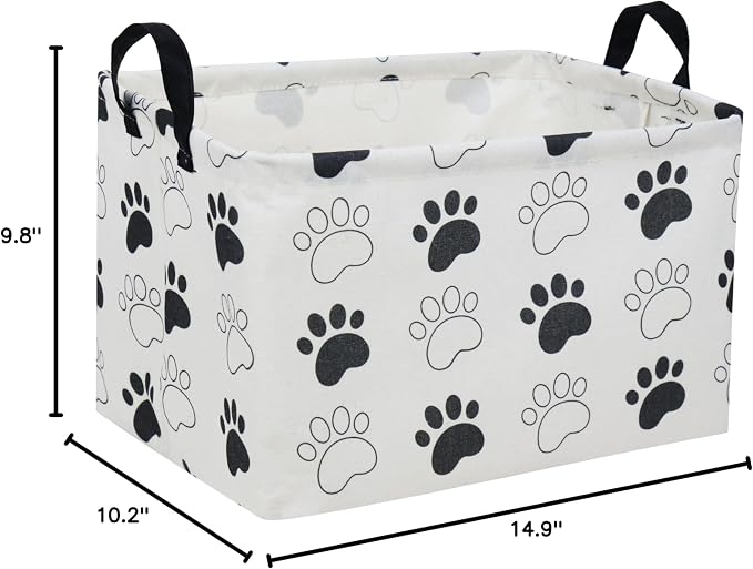 Essme Rectangular Dog Basket, Cute Storage Basket with Handles for Room Decor, Dog Bins,Puppy Storage Bin(Dog Paw)