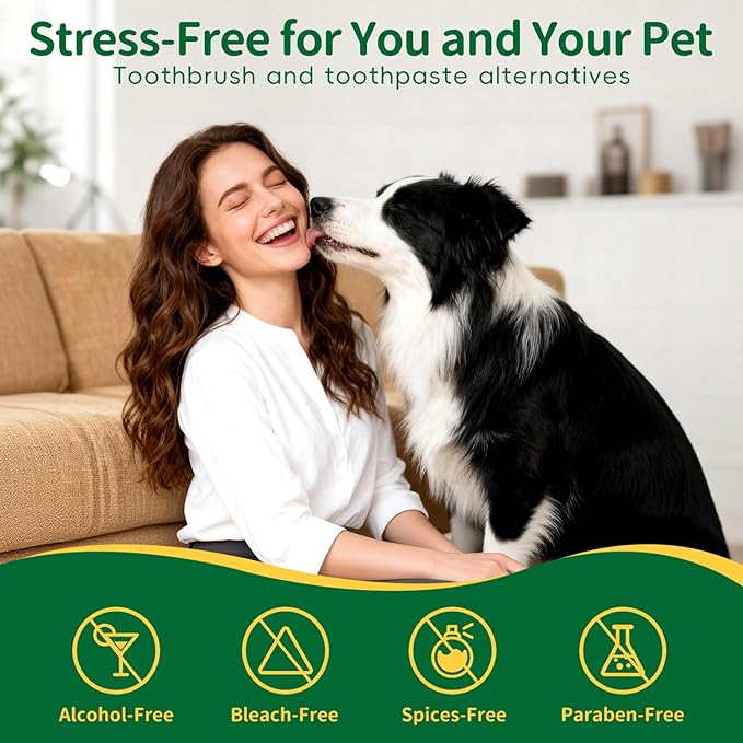 GLADFRESIT Dental Care Finger Wipes 50 Counts –Disposable Wipes for Dogs & Cats, Plaque & Tartar, Fresh Breath & Gum Health,All Natural Dog Toothbrush & Tooth Brushing Kit(Unscented)