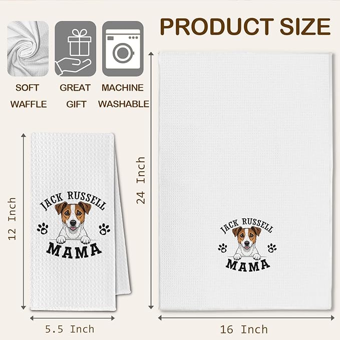 Jack Russell Kitchen Towels, Dog Mama Jack Russell Terrier Gifts for Women & Dogs Moms, JRT Dog Lover Gifts Decorative Hand Towels for Bathroom, 16x24 Inch