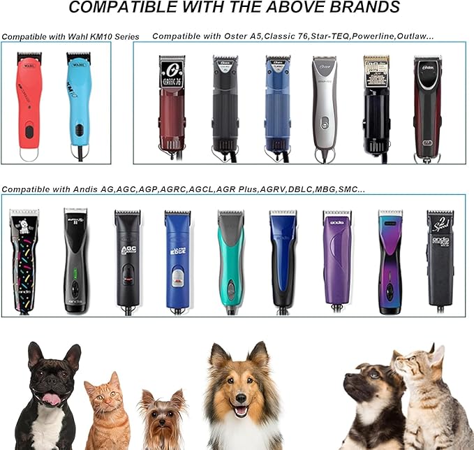 3Pack Dog Grooming Wide Blade,Detachable Pet Dog Grooming Blades,Compatible with Andis,Oster A5,Wahl km10 Clippers.(4FW+5FW+7FW)