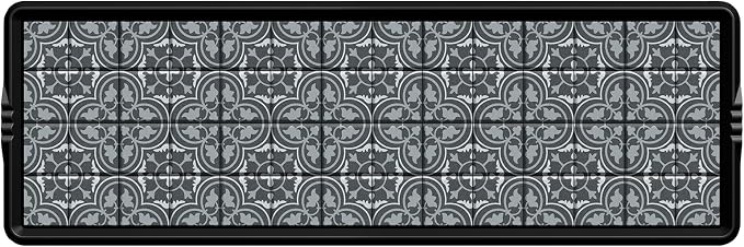 BEHERO Boot Tray Shoe Mat Decorative Patterned, Rubber Boot Matt Tray Indoor and Outdoor Use, 16" x47.5" Shoe Cleaning Mat Non-Slip, Shoe Storage Waterproof with Artistic Prints for Entryway(Gray)
