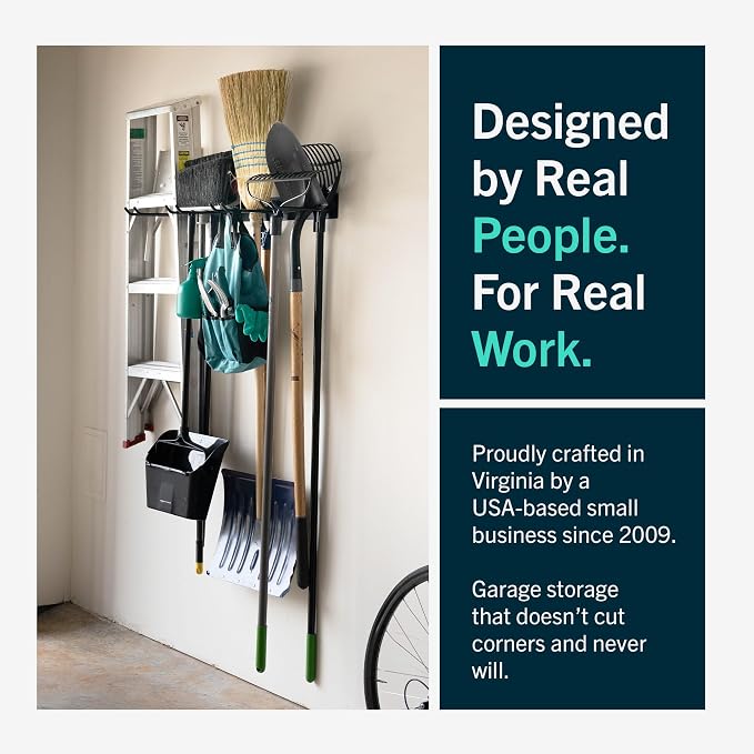 StoreYourBoard Garage Tool Organizer, 72 in, Holds 500 lb, 2 Pack | Garden Tool Rack Wall Mount, Garden Tool Organizer, Shovel Wall Mount, Rubber Coated Hooks