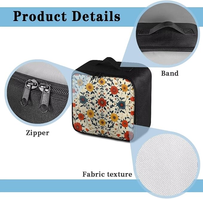 Empty First Aid Bag Flower Design Medical Bag Empty Large Capacity for Home Office and Travel Use Lightweight Washable Soft Fabric Organizational Pouch for Emergencies