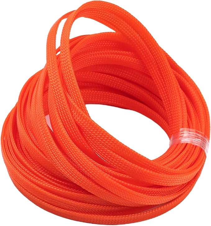 33ft PET Expandable Braid Cable Sleeving, 1/2" Cable Cord Management Sleeve | Orange Wire Loom Tubing Cable Sleeve for TV, Computer, Home Theater, USB Cable, Power Cord Audio Video Cable