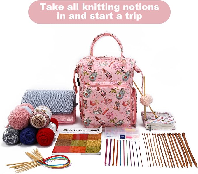 crochet bag,knitting bagBackpack and Tote Bag Storage Bag ,Large capacityYarn Storage Organizer Travel Crochet Bag Women Carrying Crochet Accessories Knitting Needles Crochet