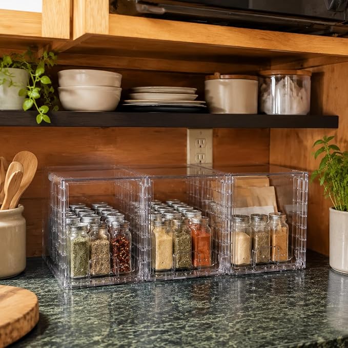 4 Pack Stackable Acrylic Storage Drawers – Clear Plastic Organizer Bins, Easy to Assemble, Suitable for Bathroom, Undersink, Kitchen, Pantry, Makeup, Medicine Organization