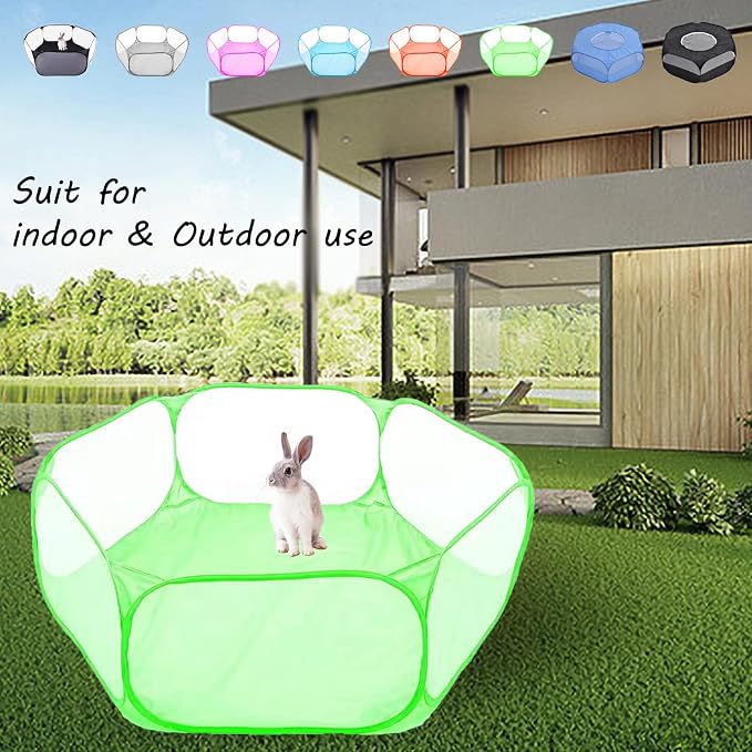 Small Animals Playpen, Portable Pop-up Open Interactive Pet Tent, Indoor Outdoor Fence for Rabbits, Guinea Pig, Hamster, Chinchillas, Kittens, Puppies