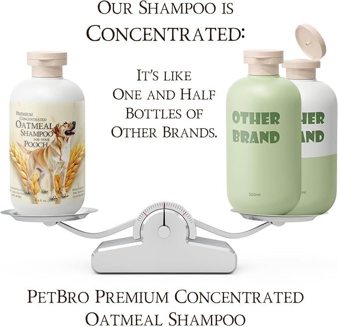 Premium Concentrated Oatmeal Dog Shampoo with Coconut and Aloe (17 oz) - Soothing and Itch Relief, Moisturizes Dry Skin