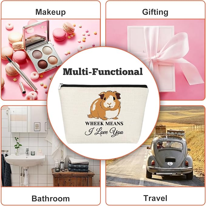 Guinea Pig Gifts Makeup Bag Guinea Pig Lover Gifts Animal Lover Gift Cosmetic Bag Guineas Pigs Themed Gift Christmas Birthday For Her Him Animal Lovers Friends Travel Bag