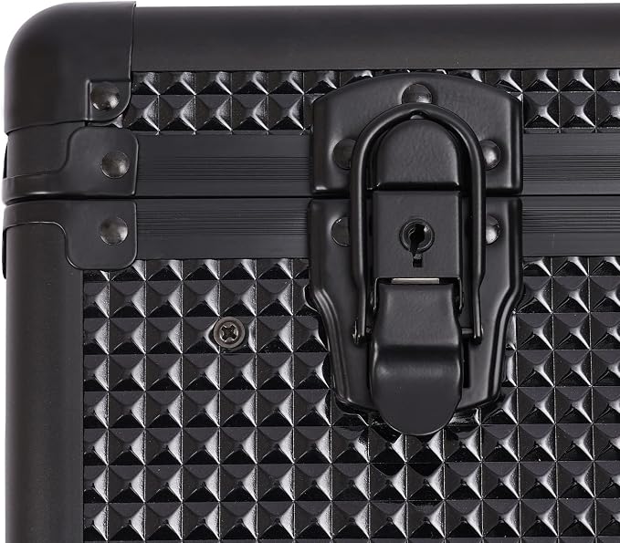 Beauty Professional Barber Case, Barber Clipper Case With 2 Side Pull Out Trays, Large Capacity Aluminum Cosmetic Case for Hair Stylists, Makeup Artists