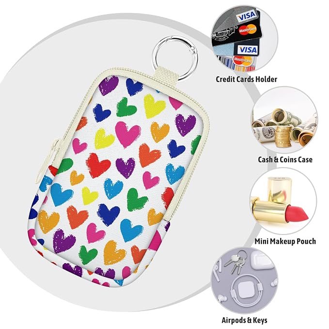 Hand Sanitizer Holder, Love Heart Spray Case Zippered Pouch | Keychain, Travel Size, Cute Fashion Accessory with Snap Hook, for Glow Mist and Power Mist 1FL OZ, Mini Small Pocket Clip on