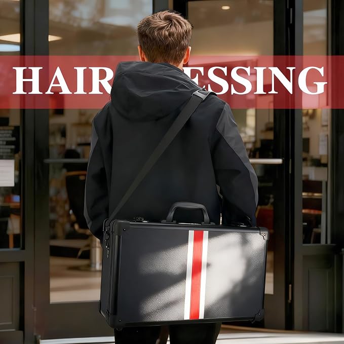 Large Barber Carrying Case, Hairdresser Tool Box Organizer Traveling Case, Portable Travel Barber Suitcase for Hair Stylist Pet Groomer Beauty Salon Makeup Artist