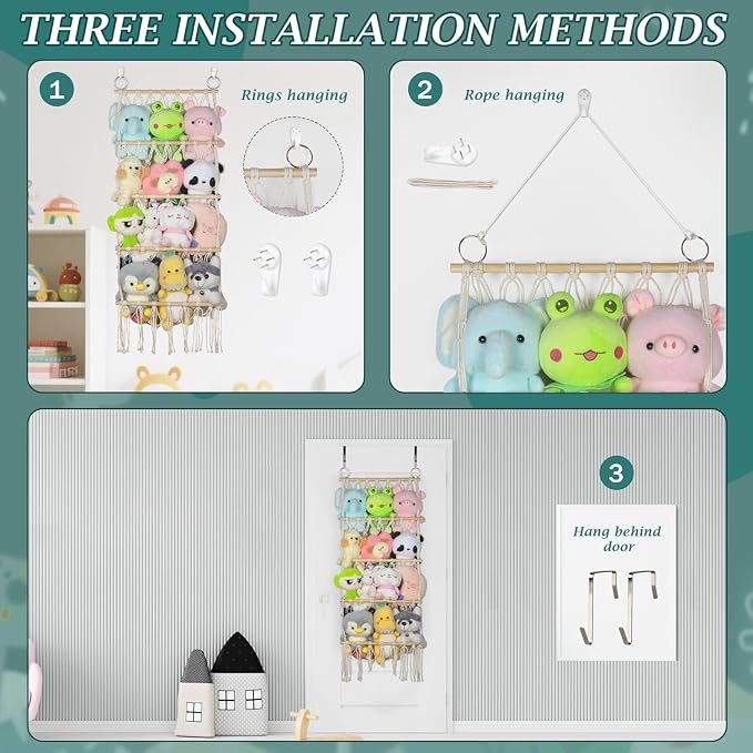 42cm Wide Over The Door Stuffed Animal Storage- 5-Tier Stuffed Animal Hammock For Toy Plush Hammock Hanging Net Big Girls Toddler Large Bag Animals Stuffy Behind