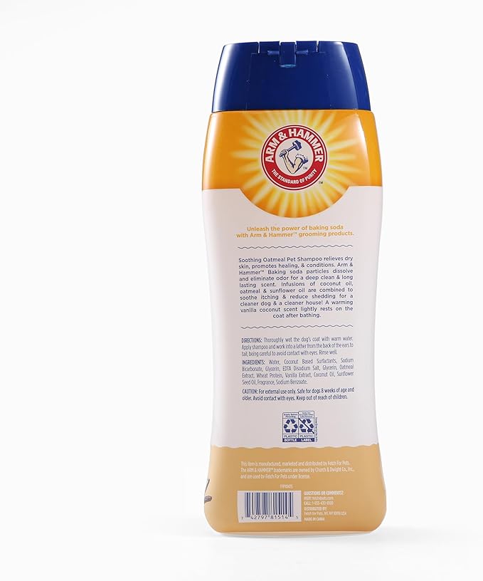 Arm & Hammer for Pets Soothing Oatmeal Pet Shampoo Moisturizing Dog Shampoo with Gentle Cleansing Formula Vanilla Coconut, 20 Ounces - Shampoo for Pets (Pack of 6)