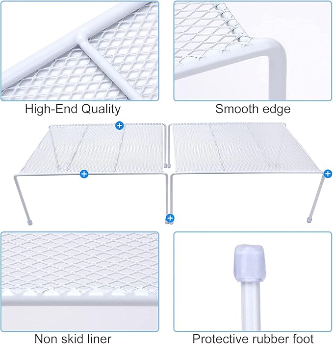 SIBAO Set of 2 Mesh Kitchen Shelves Cabinet Storage Shelf Rack (13.1 x 10.2 Inch) ,Kitchen Bathroom Pantry Cupboard Desk Home Office, Fridge, Cabinet, Bathroom Cupboard (White)