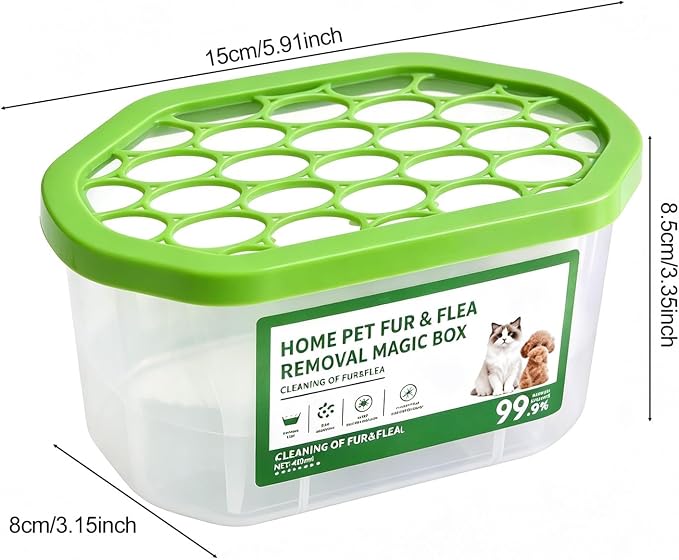 Automatic Pet Hair Collection Box, Portable Odor Removal Storage Bin, Multi use Fur Cleaning Container for Indoor Pet Spaces and Car Interior 1pc