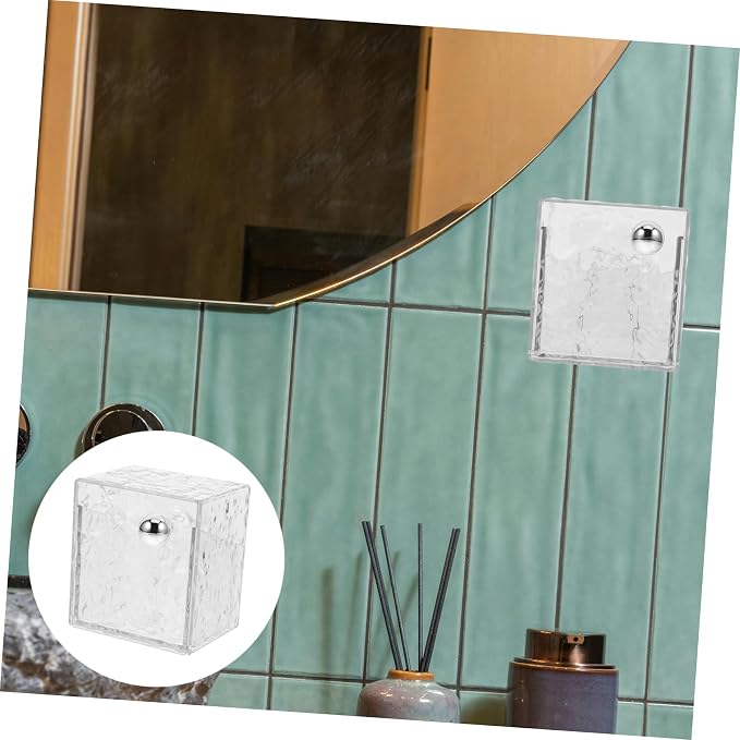 Cabilock Cotton Pads Holder Vanity Organizer Wall-mounted Storage Canister Box Pet Material