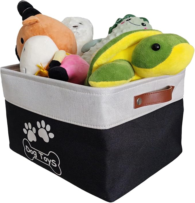 Collapsible Dog Toy Basket Foldable Dog Toy Box Bin for Pet Chew Toys Accessory