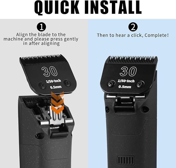 3 Packs 30# Detachable Dog Grooming Steel Blades,Compatible with Andis,Oster A5,Wahl KM-10 Series,Cut Length 1/50" 0.5MM ๏ผBlack๏ผ