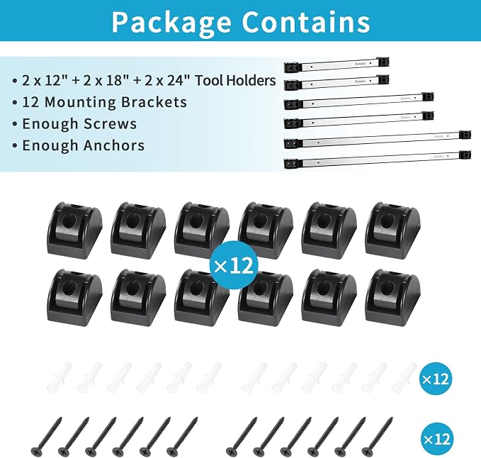 12" 18" 24" Magnetic Tool Holder Strip, Stainless Steel Surface Tool Magnet Bar, Metal Tool Organizer Rack for Garage Organization, Easy To Install in Workshop, Mounting Screws Included