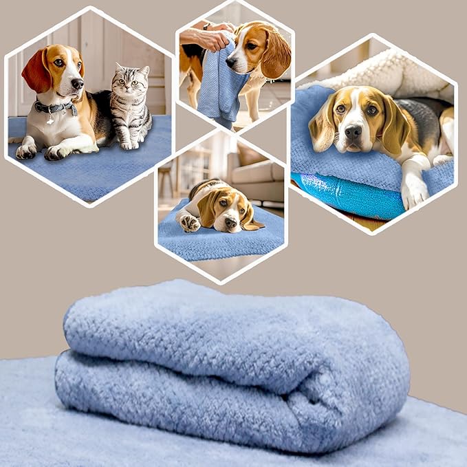 NVNAN Microfiber Dog Towels - 40x24 Inch, Super Absorbent & Quick - Drying, Soft Pet Grooming Towel for Small & Medium Dogs & Cats, Blue