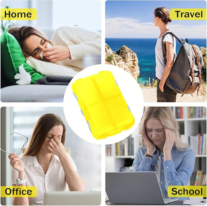 2PCS 7-Day Pill Organizer with Labels – Travel Pill Case, Daily Medication Organizer | Compact & Secure | Fits in Pocket/Purse (3.7” x 2.4”)