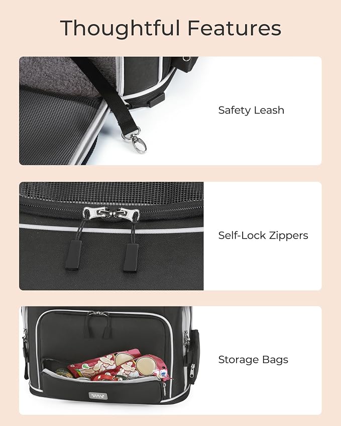 Expandable Pet Carrier: NOBLE DUCK Soft-Sided Cat Dog Carrier 17x11.8X(11.6+4.3) Inches Small Medium Cats Dogs Portable Travel Carrier Up to 25 Lbs Black