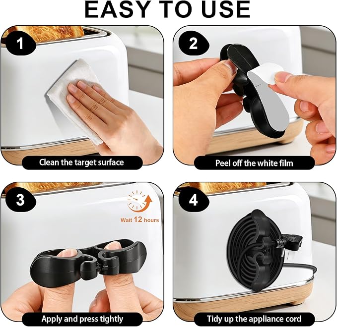 8PCS Cord Organizer for Appliances,Upgraded Appliance Cord Wrap | Appliance Cord Organizer Cord Kipper Cord Holder for Appliances Stick on Pressure Cooker, Coffee Maker, Air Fryer,Mixer