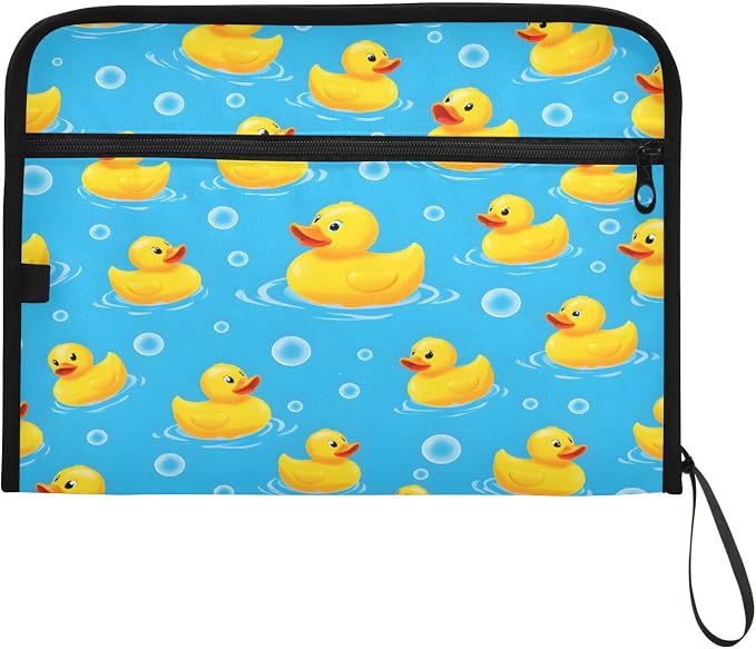 Duck Bubbles Pattern 13 Pocket File Organizer Expanding File Folder with Front Pouch Portable Business File Storage Document Organizer Folder with Zipper