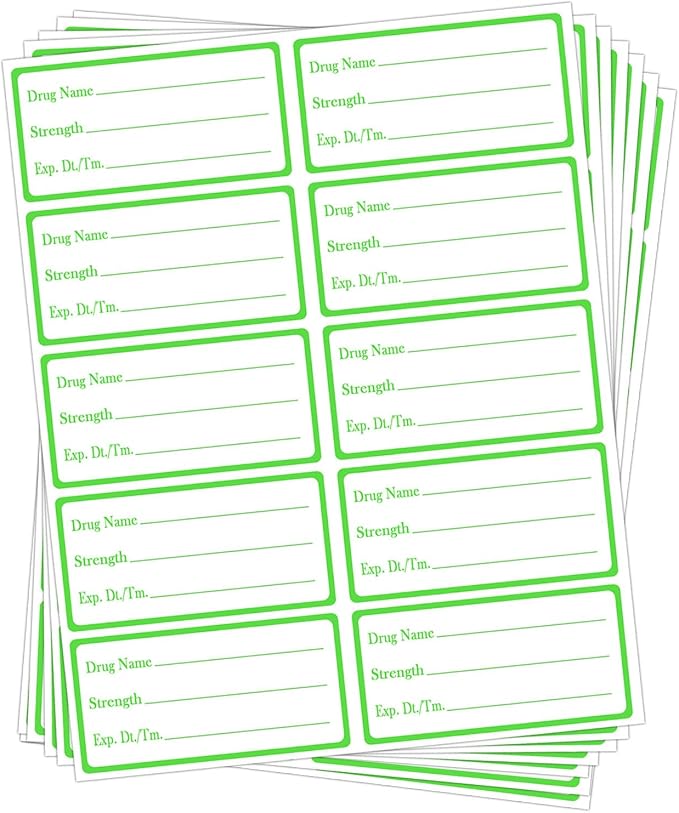 Drug Name Label Stickers,1x2 Inch Drug Usage Medication Strength Veterinary Instruction Reminder Labels (500 Pcs)